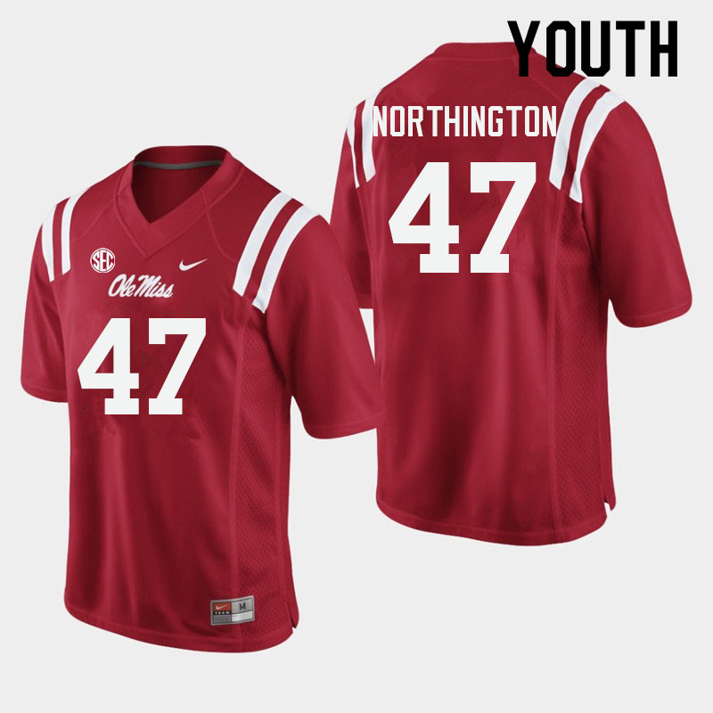Youth #47 Trustin Northington Ole Miss Rebels College Football Jerseys Sale-Red - Click Image to Close